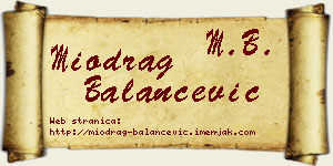 Miodrag Balančević vizit kartica